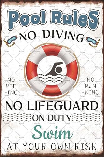 Pool Rules Tin Sign Pool Decor Metal Sign Pool Tin