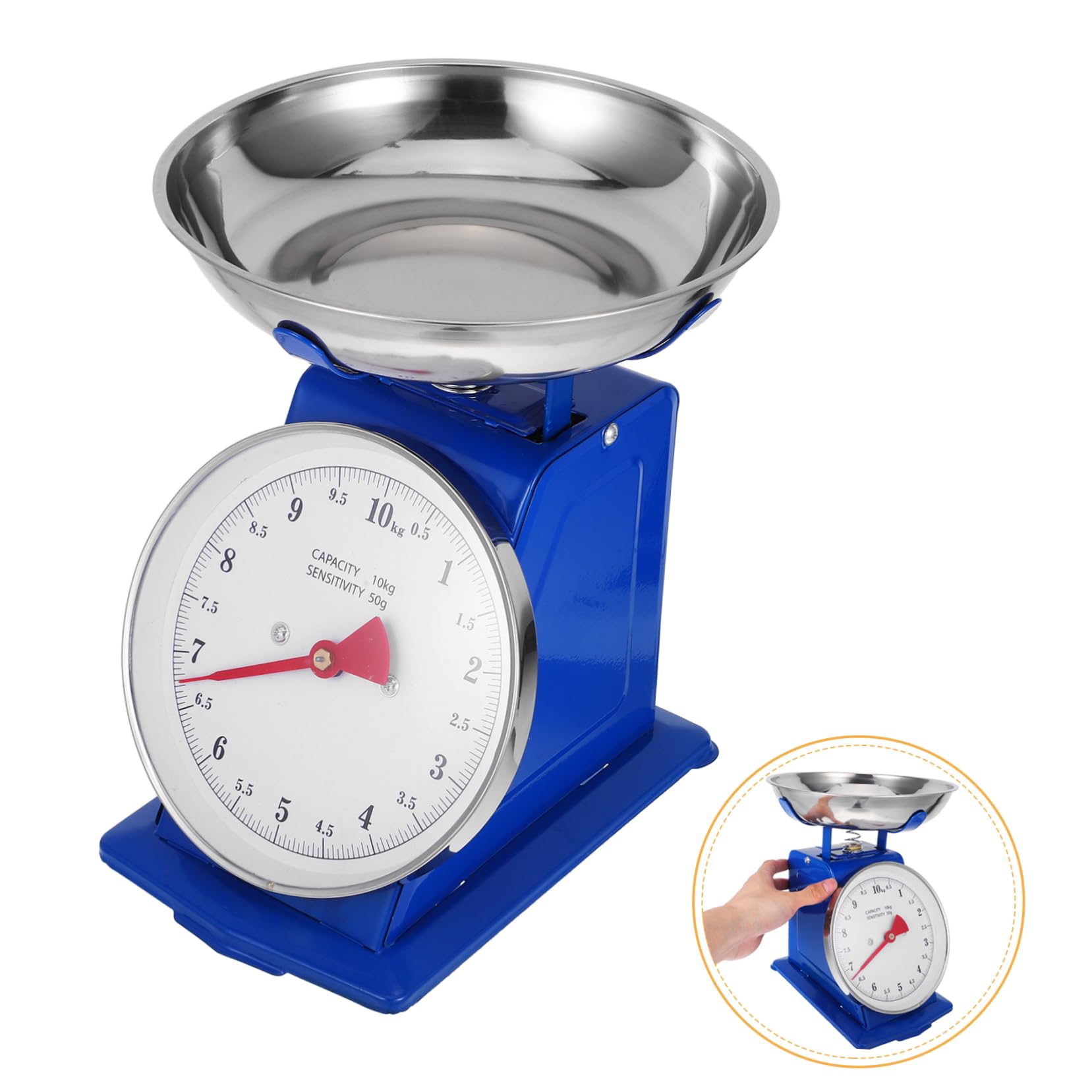 POPETPOP Bilancia Da Cucina Meccanica Per Alimenti: Bilancia Vintage in Acciaio Inossidabile Da 10 Kg Con Vassoio Staccabile Per La Cottura Al Forno E La Preparazione Dei Pasti, Display