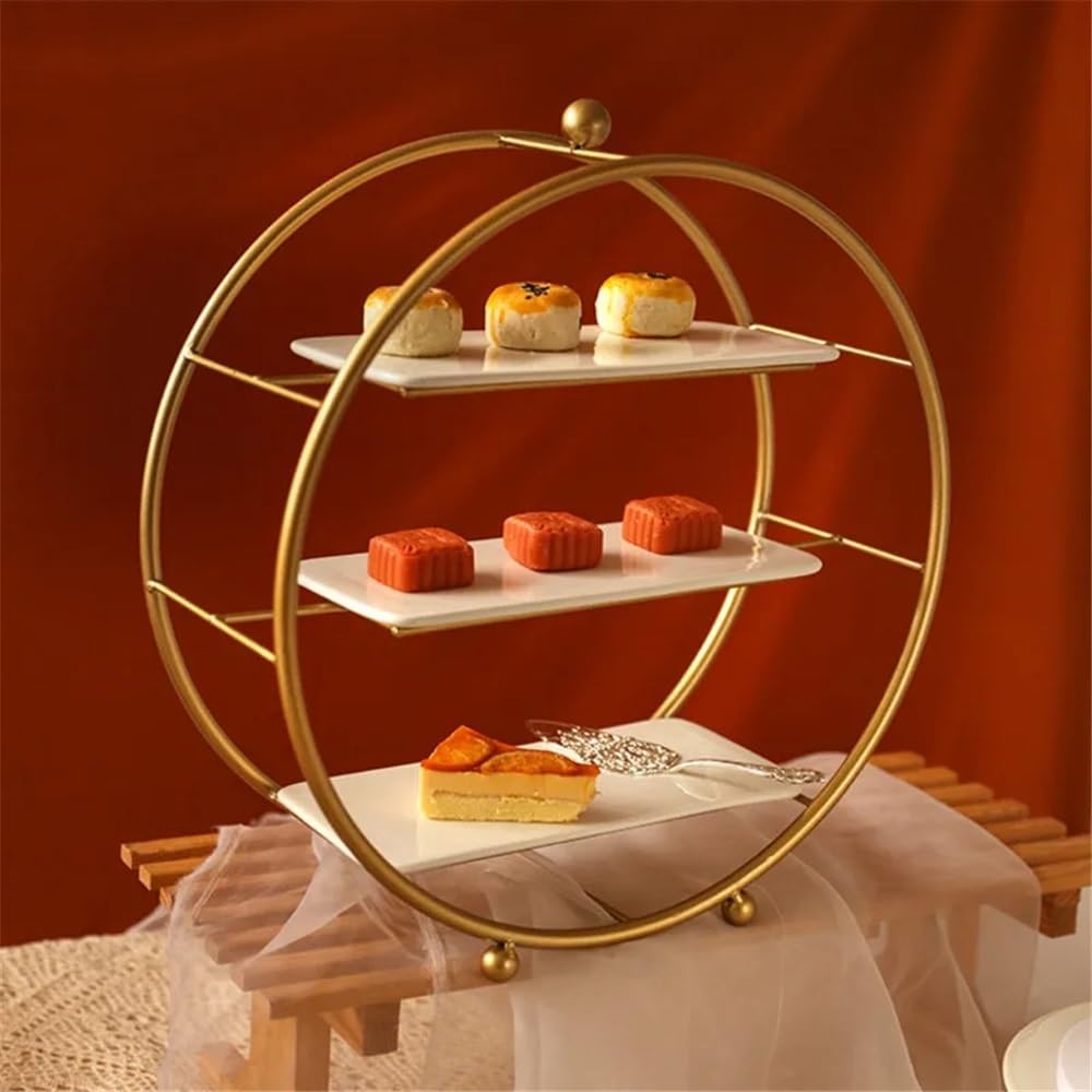 Présentoir à cupcakes Présentoir à gâteaux, présentoir desserts de mariage doré, plateau goûter en métal, multifonctionnel Mariage