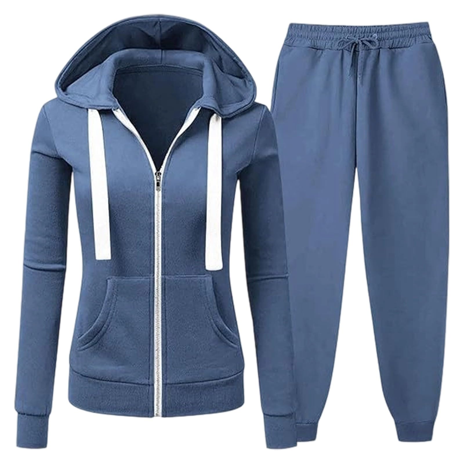 Genérico Conjunto deportivo informal chándal liso de dos piezas con sudadera y pantalón para uso diario cómodo femenino