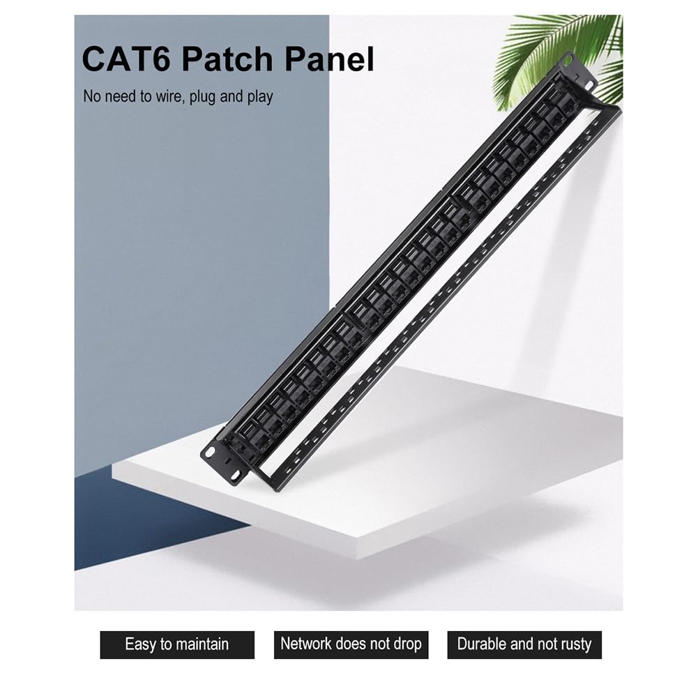 Adaptateur de Câble Réseau RJ45 48 Ports Rack Panneau de Brassage CAT6 Droit Cadre de Distribution Ethernet