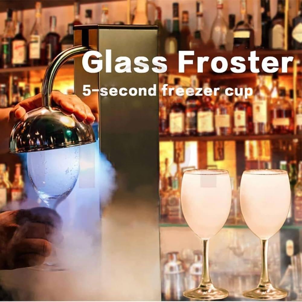 Máquina comercial de CO2 para tazas de hielo, escarchador de vidrio de acero inoxidable, enfriador vertical instantáneo para copas de vino para uso en bar y restaurante, alta eficiencia, fácil