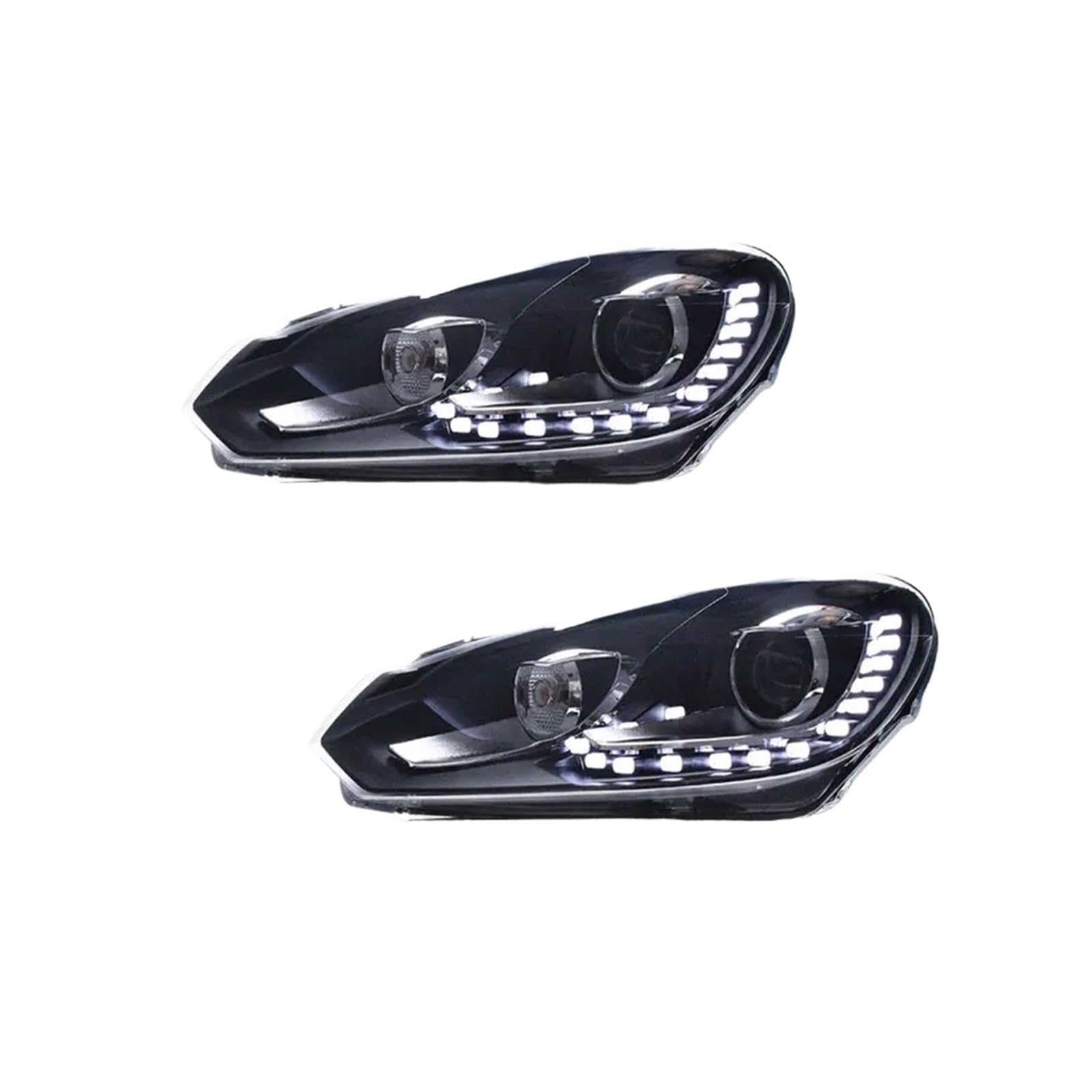 Faro anteriore compatibile con VW Golf 6 fari 2009 2010 2011 2012 fari Golf 6 R20 indicatori di direzione abbaglianti Angel Eye proiettore lente(LED bulbs)