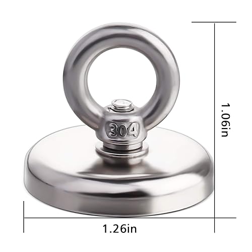 Miniatura 7 de MIKEDE Imanes de pesca de neodimio fuertes, paquete de 6, imán de tierras raras de 100 libras (99.2 lbs) con agujero avellanado, diámetro de 1.26