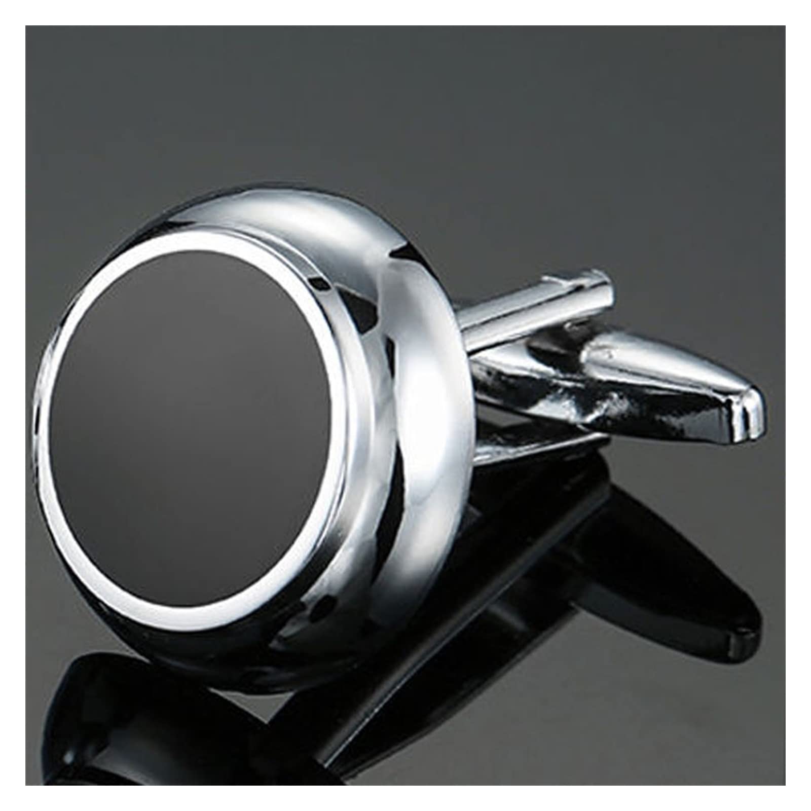 Anzug Manschettenknöpfe Herren Hemd Manschettenknopf Kupfer Silber Metallic Schwarz Emaille Manschettenknöpfe Hemd Manschettenknöpfe (Metallfarbe : 3)