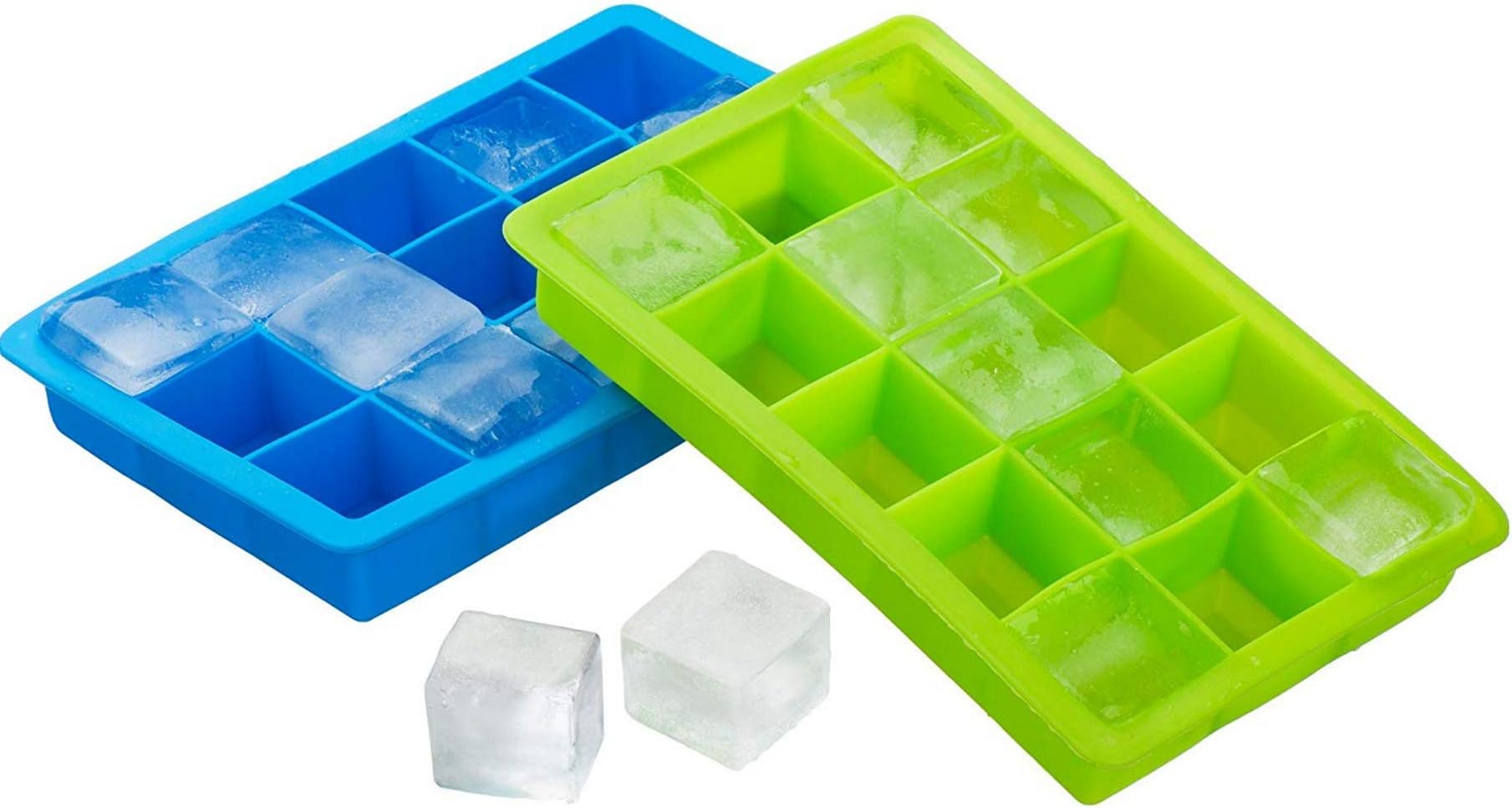 COLIBROX Silicone Ice Cube Tray (Twin Pack) Blue and Green