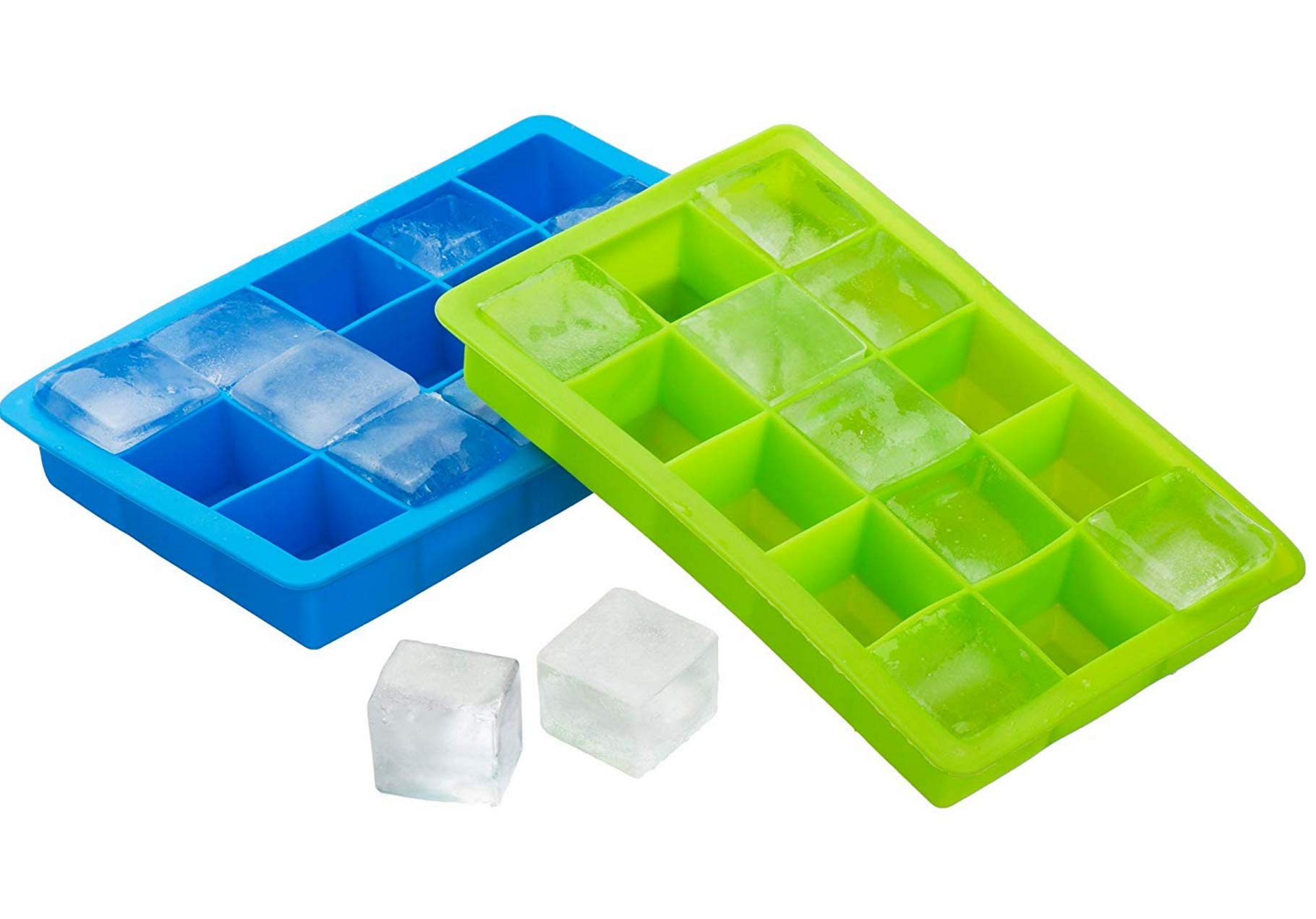 COLIBROX Silicone Ice Cube Tray (Twin Pack) Blue and Green