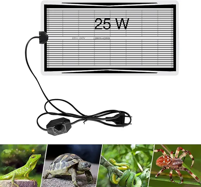 Tappetino Riscaldante Terrario 25W Regolabile per Rettili e Anfibi (42x22 cm)