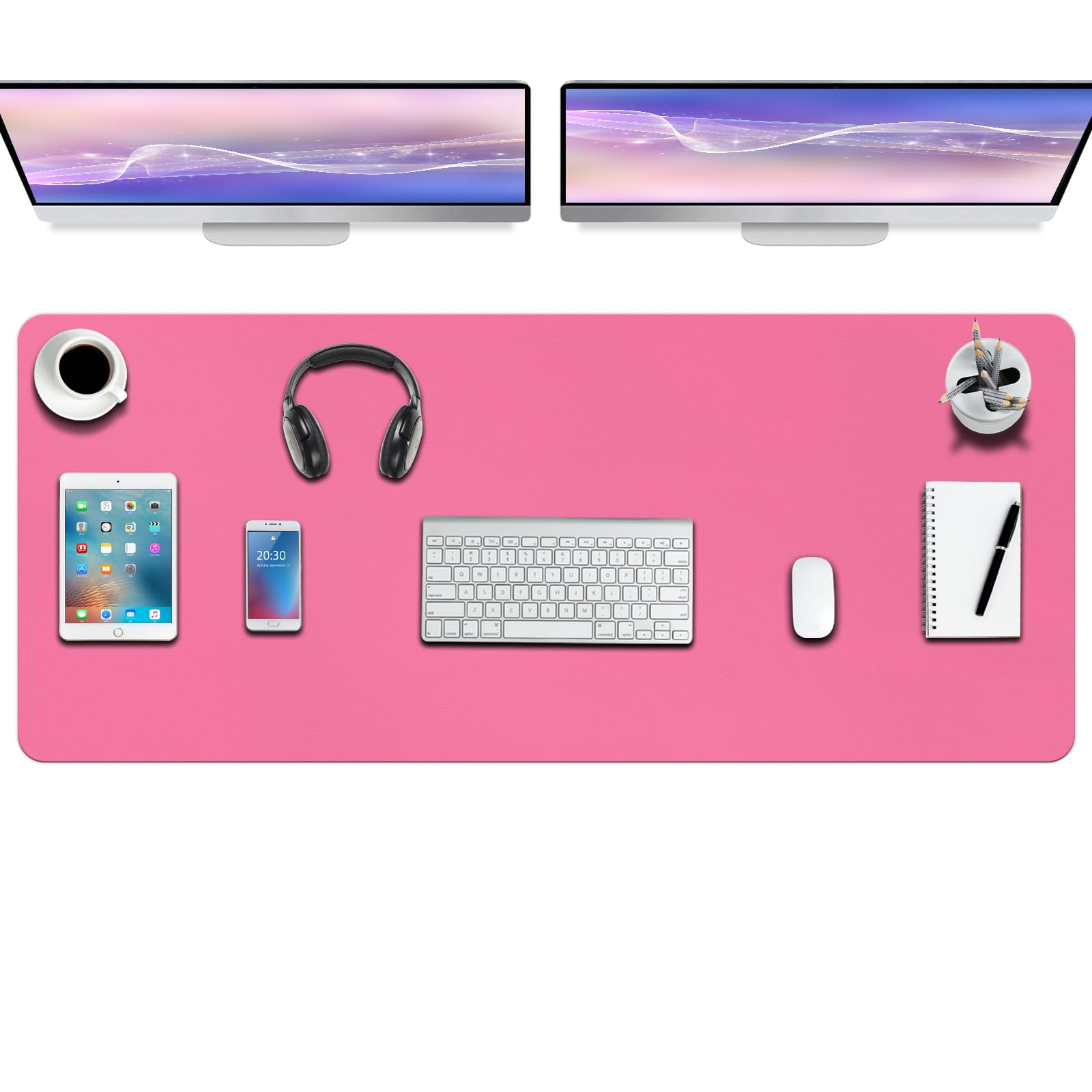Boutilon Leather Desk Mat, 47"x 24" Extra Large Business Desk Pad, Waterproof, for Keyboard and Mouse (XXXL-Rose Pink) — image 1