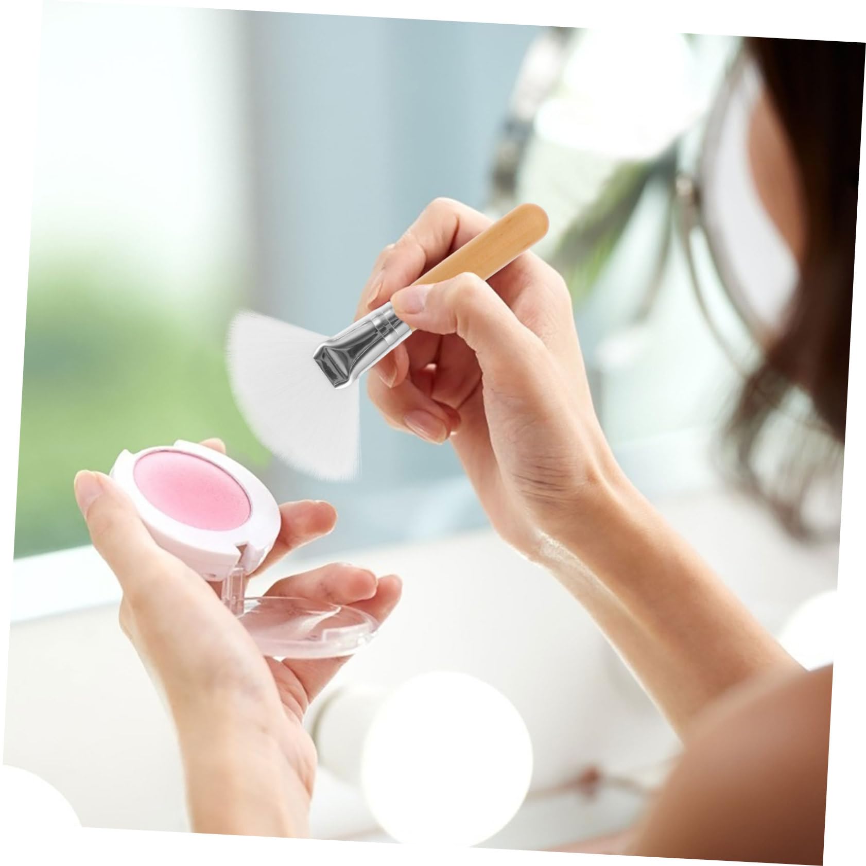 LALAFINA 3sets Makeup Brush Short Handle for Women Great for Foundation Contouring Shading 2pcs*3