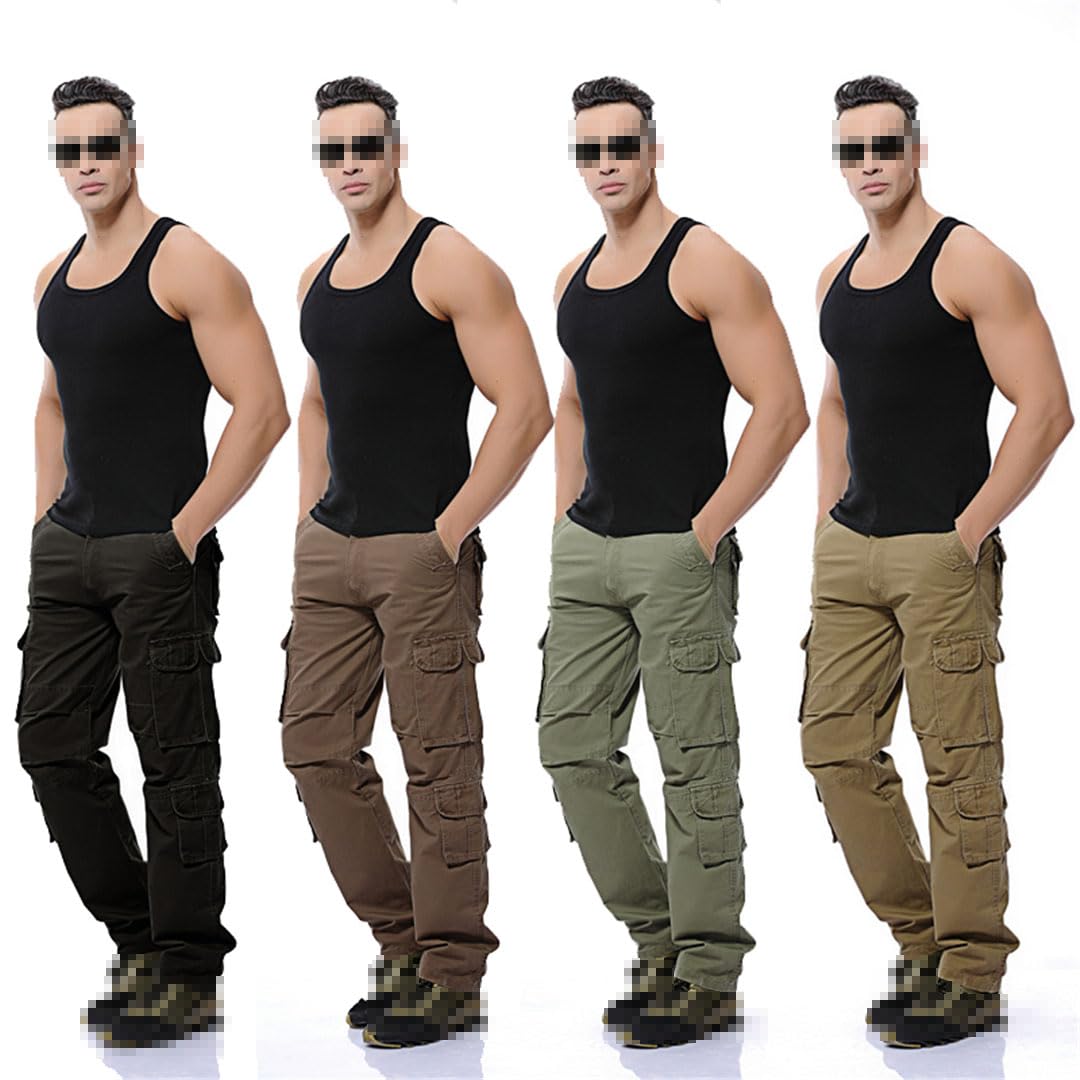 Vogrtcc Pantalones Cargo para Hombre Bolsillos Grandes Pantalones Casuales
