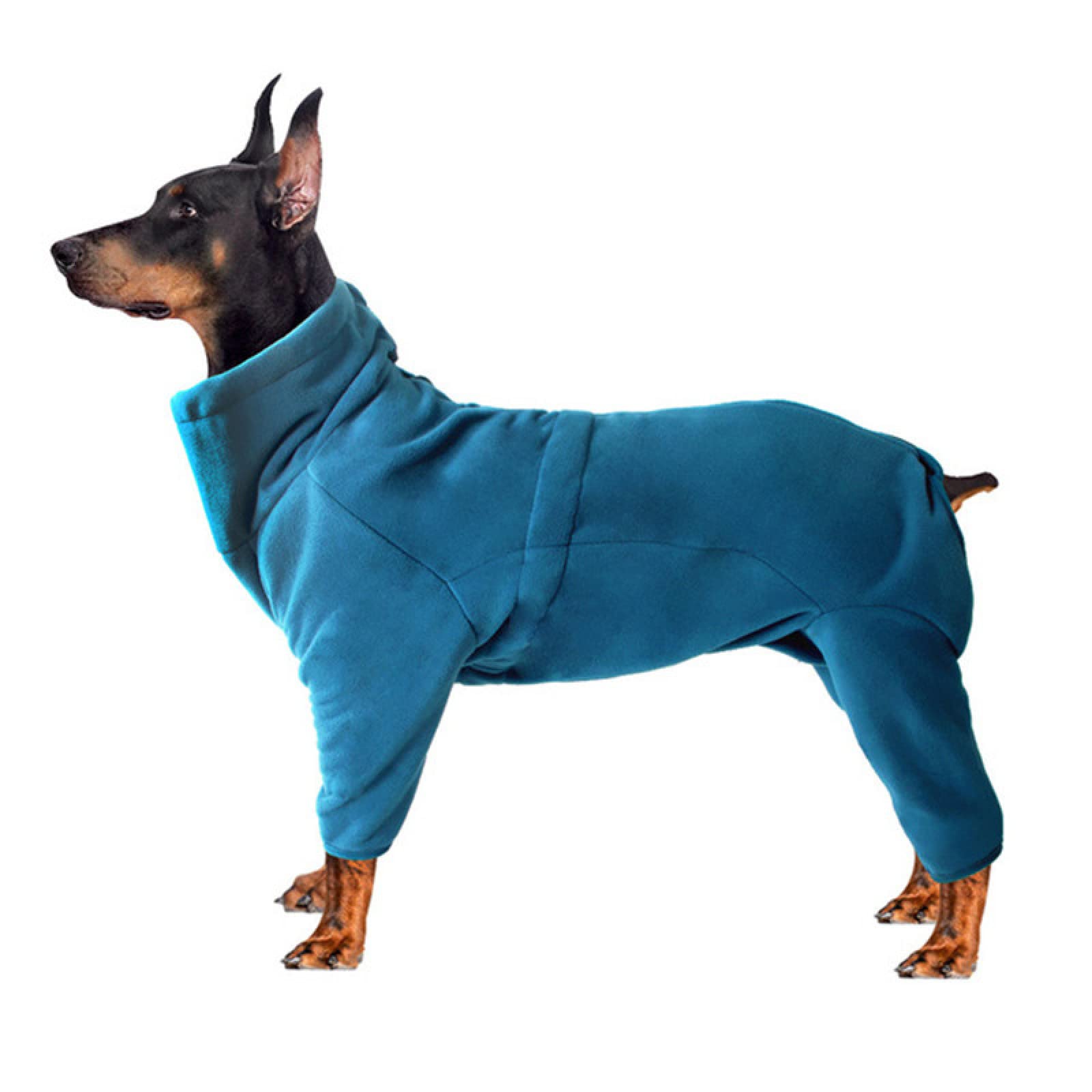 Mały średni duży pies polarowy płaszcz dla psa zimowy pogrubiony ciepły płaszcz dla psa regulowana bluza z kapturem dla zwierząt corgi buldog francuski mops kombinezony, turkusowy, XS