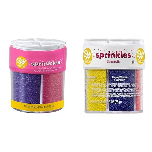 Wilton Surtido de chispas de azúcar de colores + Wilton Nonpareils 6 Mix Sprinkle Surtido de suministros para hornear