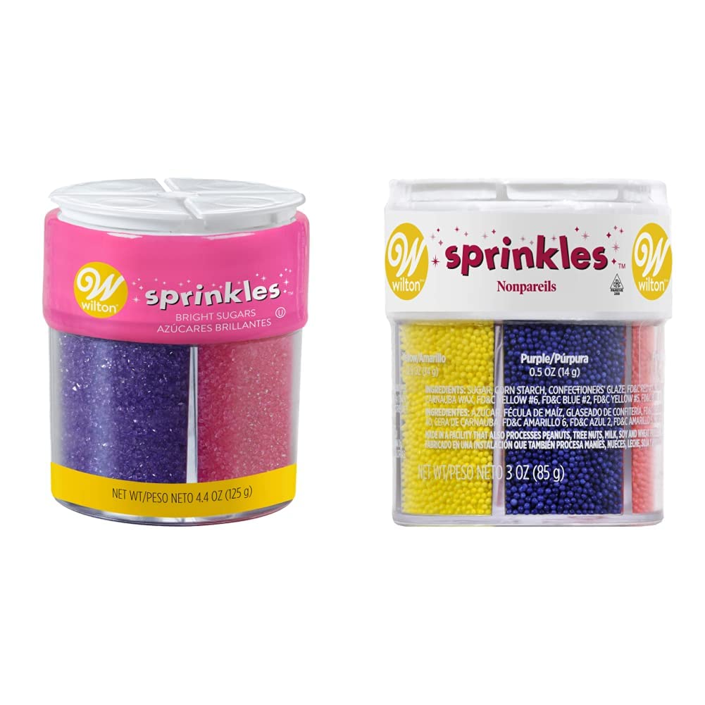Amazon.com: Wilton Colored Sugar Sprinkles Medley + Wilton Nonpareils 6 ...