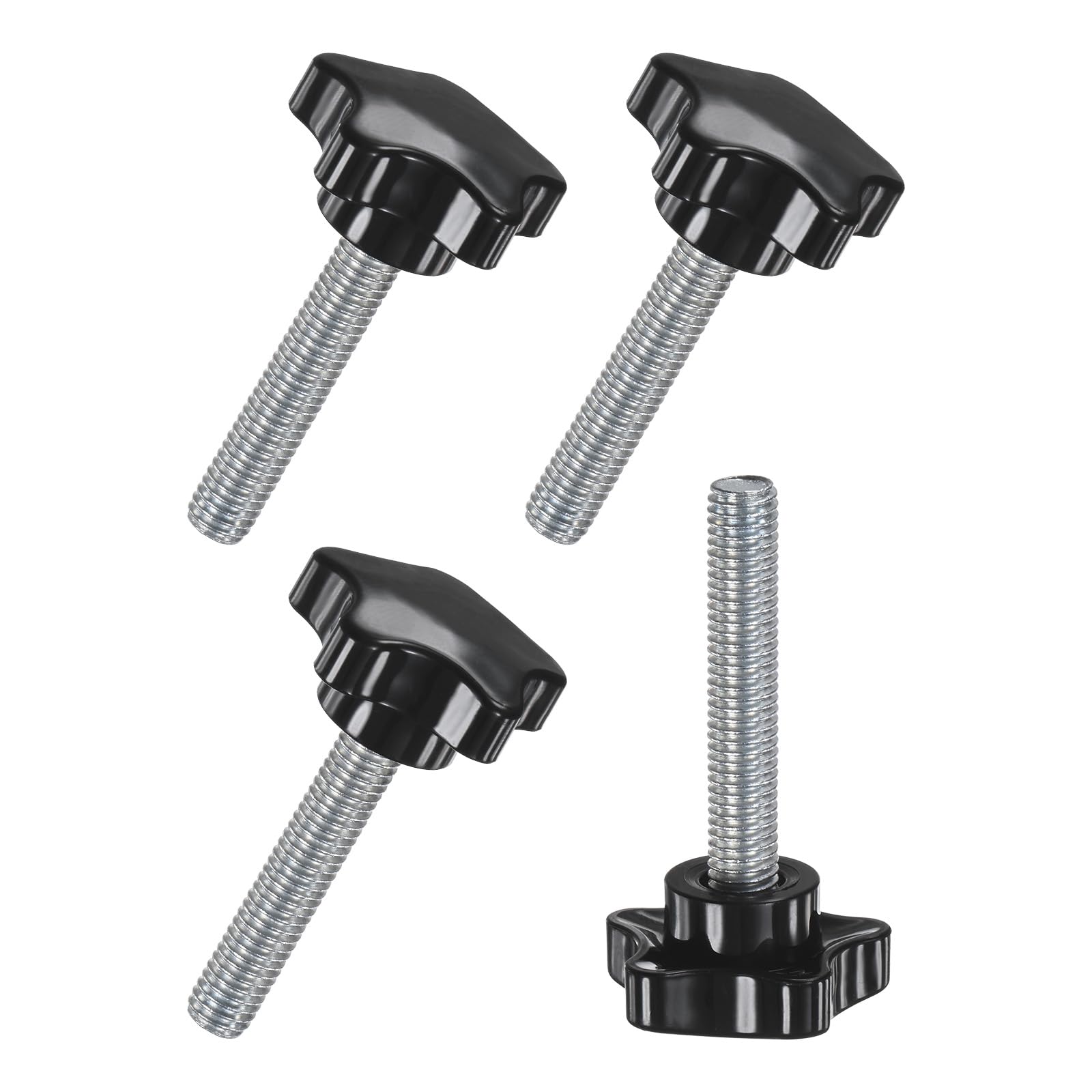 M METERXITY 4-Pack Star Clamping Knobs, M10x50mm Male Thread Hand Tightening Screw for Machinery/Electronic/Furniture/Umbrella Base, Machine Handle Replacement [39mm, Black]