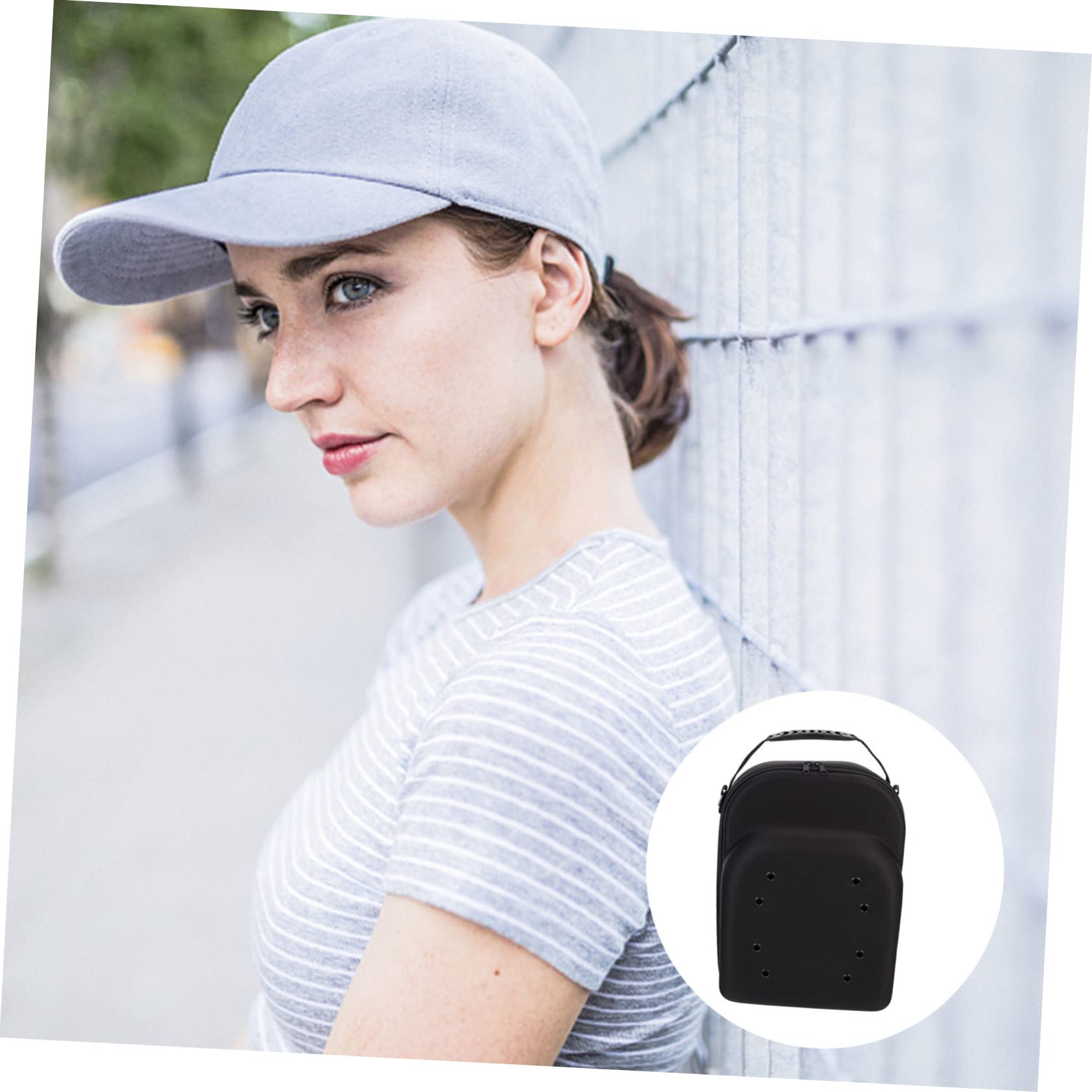 Caja para Sombreros de Viaje de Eva Negro Diseño Transpirable y Cremallera Suave, Estuche Protector Adecuado para Transportar Gorras de Béisbol