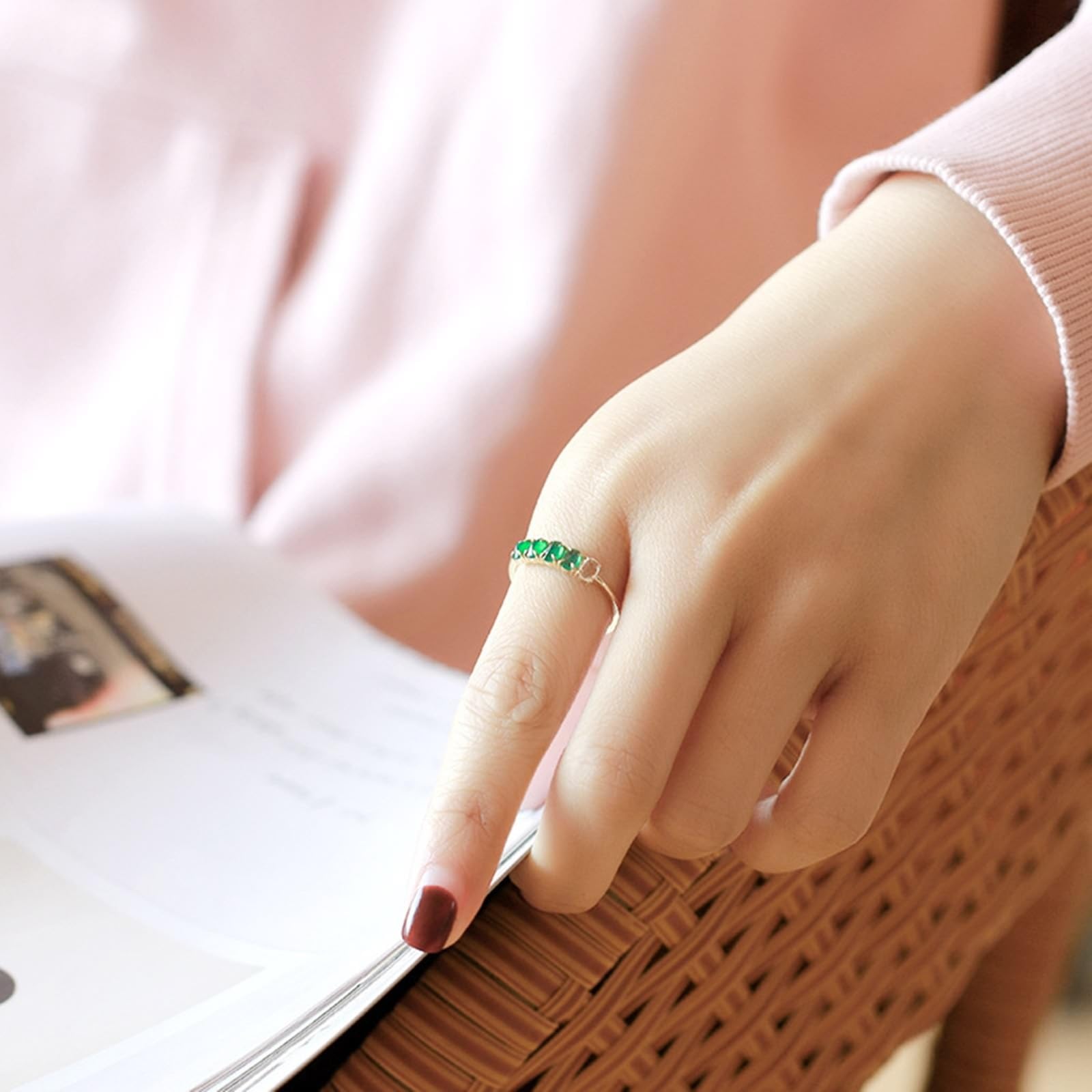 Bague de fiançailles ovale en or jaune 18 carats avec citrine et agate verte pour femme