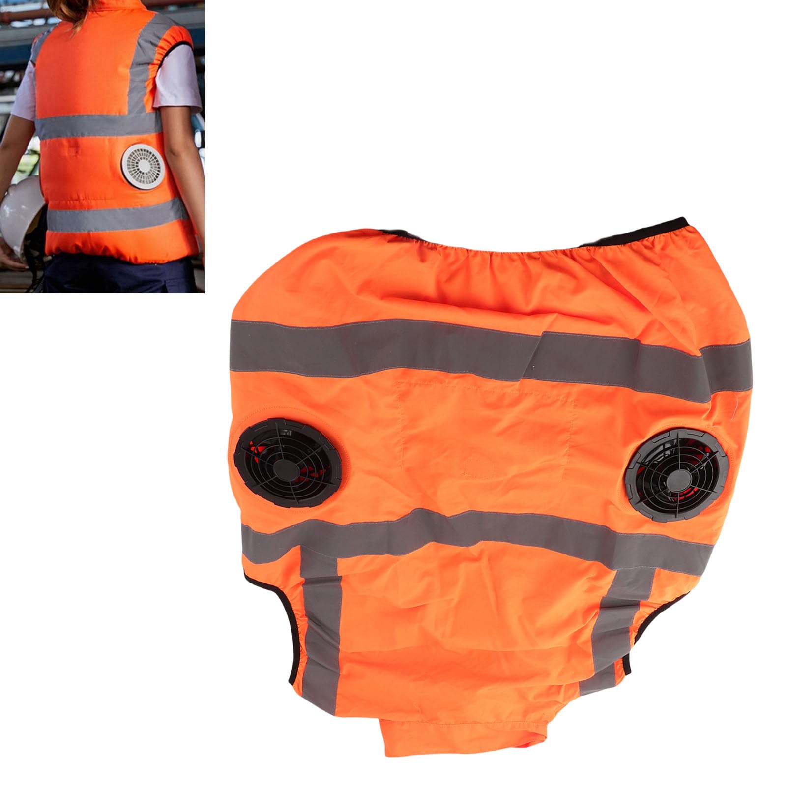 Chaleco con Ventilador de Refrigeración, Ropa con Aire Acondicionado y 2 Ventiladores, Tela Resistente a los Rayos, Rayas Reflectantes para Hombres y Mujeres, para Trabajar, Jardinería, (XXL)