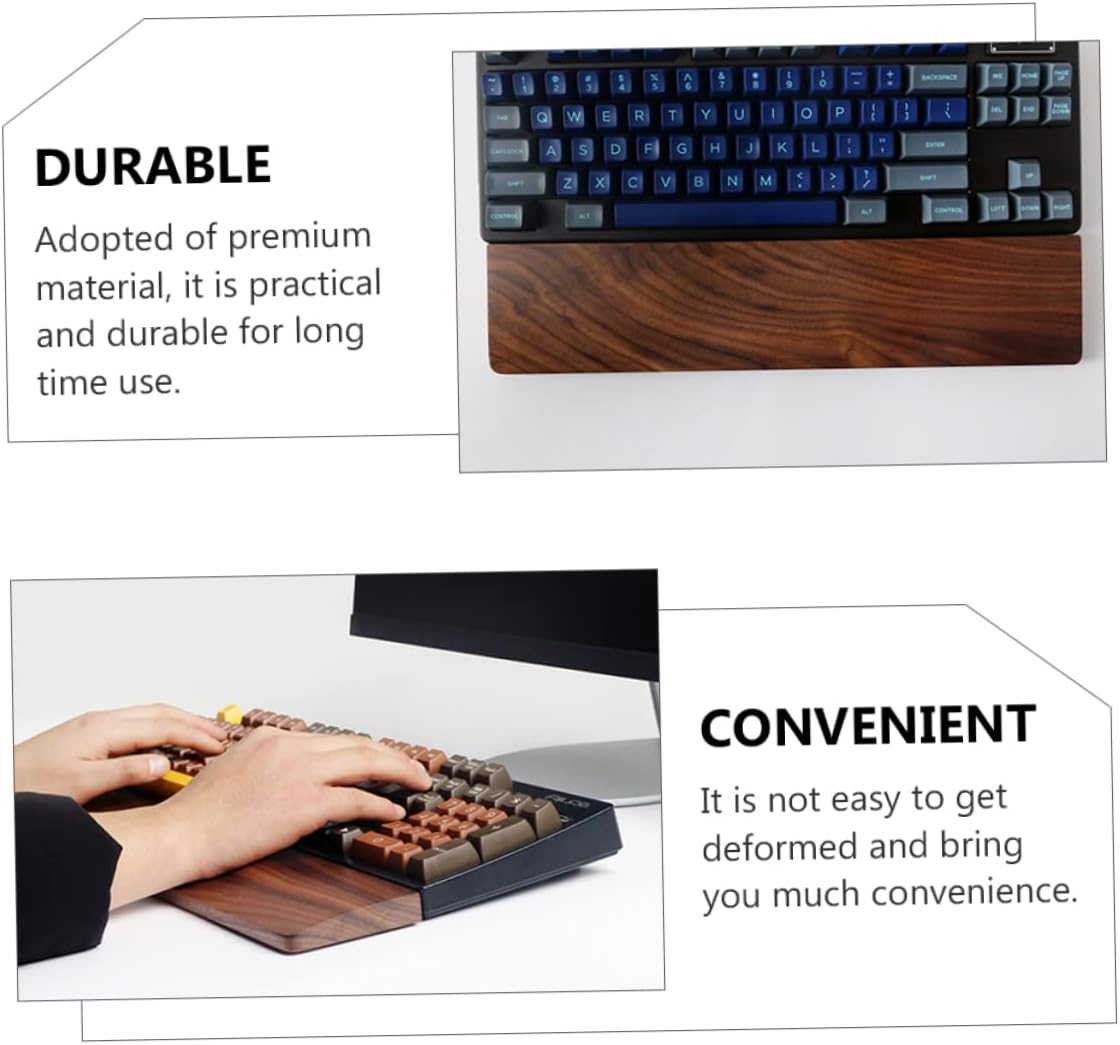 Lurrose Ergonomic Walnut Keyboard Wrist Pad Wood Rest Wrist Support for Office Gaming Accessories