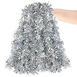 Apragaz Christmas Tinsel Garland - Silver Tinsel Garland- 19.68 FT, Metallic Tinsel Twist Garland Christmas Decoration for Christmas Trees, Parties, Weddings, and DIY Crafts
