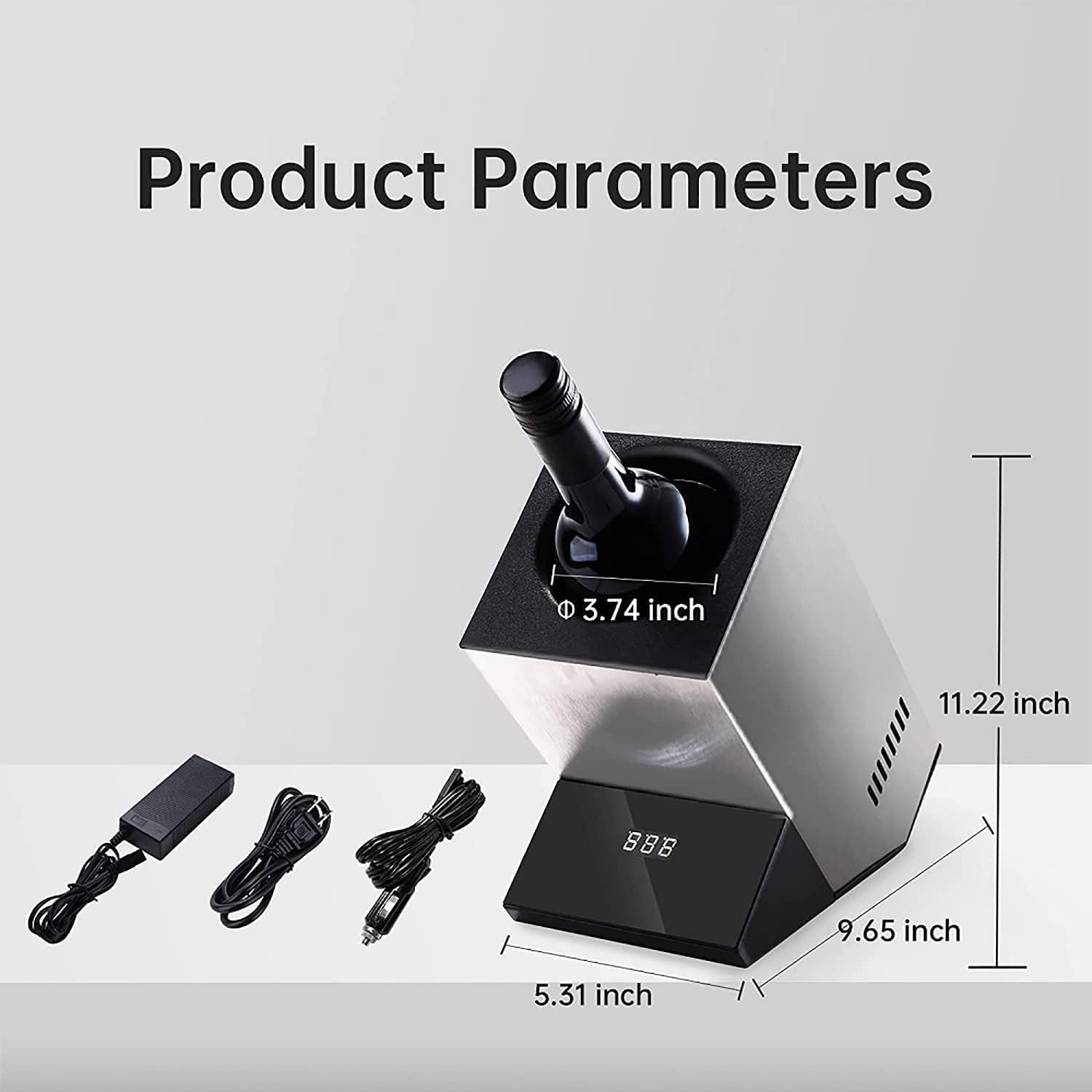 Enfriador de vino eléctrico, enfriador de botellas de vino con pantalla digital de control táctil, temperatura ajustable de 5 a 18 °C, cubo de hielo de enfriamiento rápido para botellas de vino