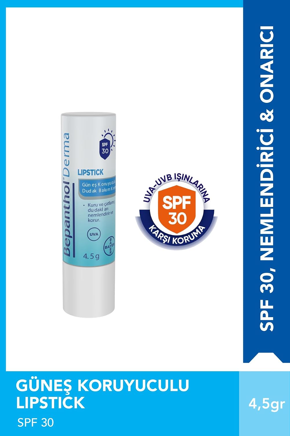 Bepanthol Lipstick SPF 30 Güneş Koruyuculu Dudak Bakım Kremi, 4,5 gr