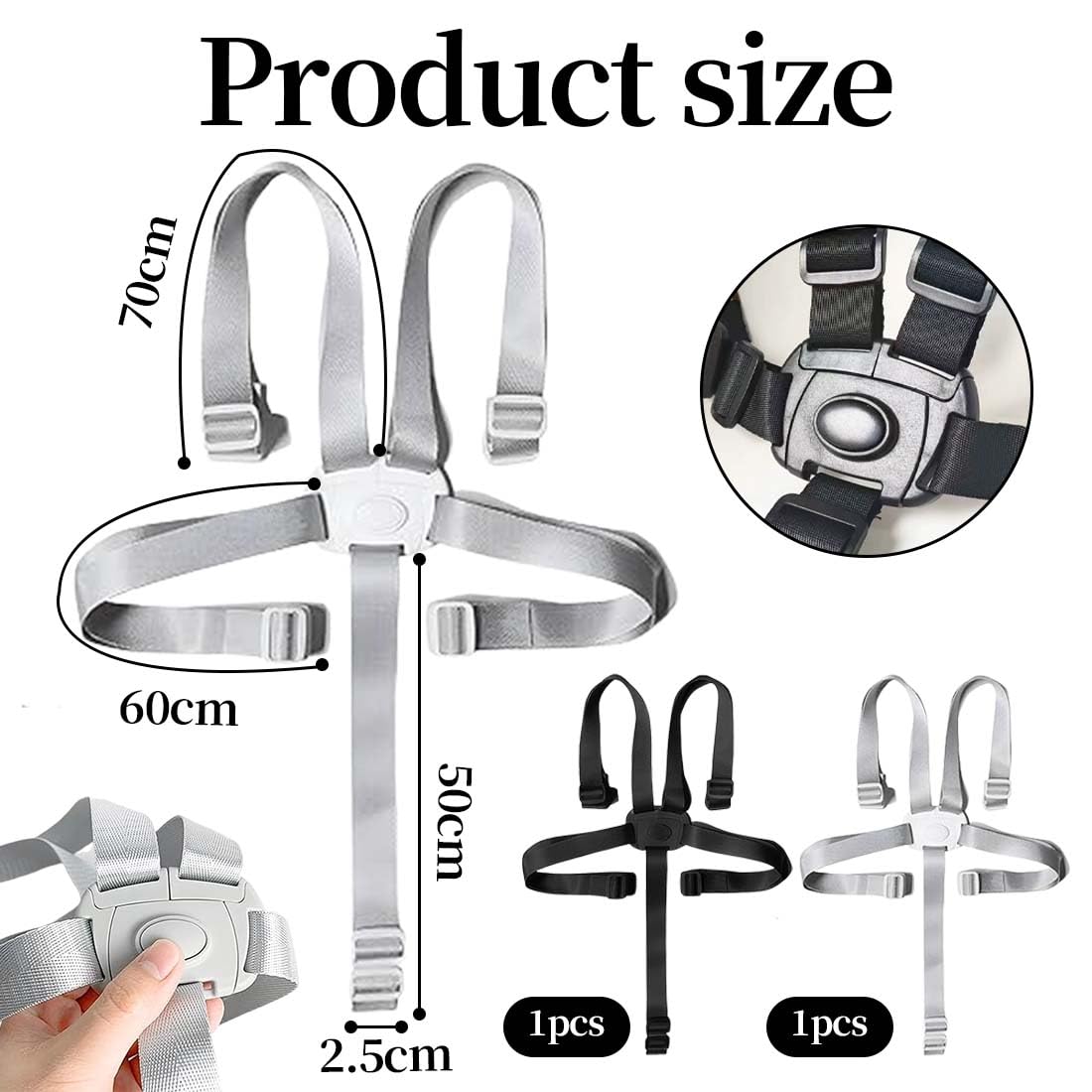Cojín para trona Cam, trona Chicco Polly, arnés de seguridad universal para trona, cinturón de seguridad ajustable de cinco puntos de dos piezas para tronas y cochecitos