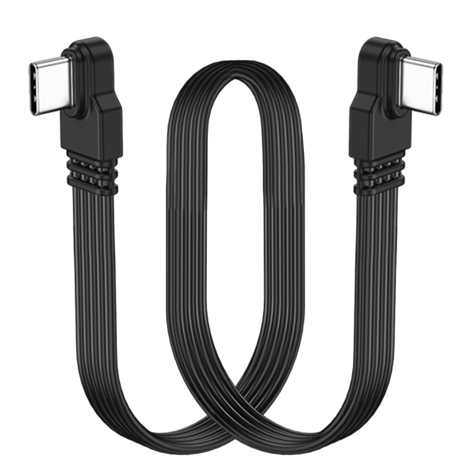 LANMINGLEL Kurzes 90 Grad USB Typ C 2.0 Flachkabel, PD 65W USB C 2.0 Schnellladekabel, Kurzes USB Typ C Flach Soft Datenkabel, Daten und Schnelllade Synchronisierungskabel (Seite an Seite)