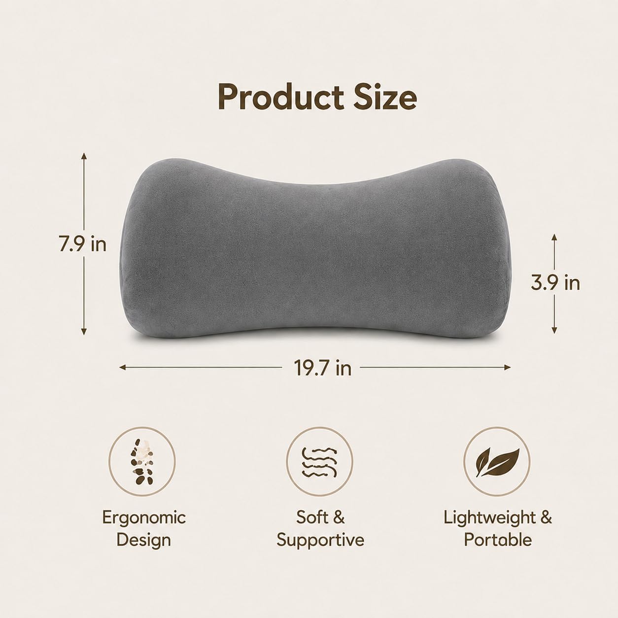 Lumbar Support Pillow for Bed, 19.7 x 7.9 x 3.9 in Ergonomic Sleeping Pillow, Wraparound Lower Back Cushion for Back Pain Relief, Ideal for Side Sleepers, Office Workers & Drivers