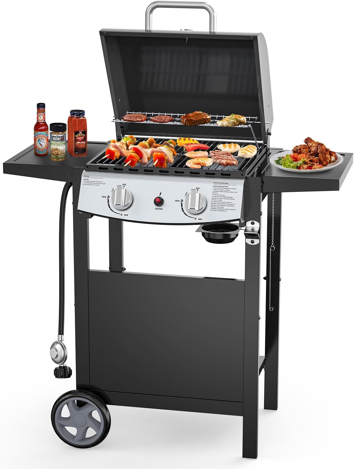 MASTER COOK 3 Burner BBQ Propane Gas Grill, Stainless Steel