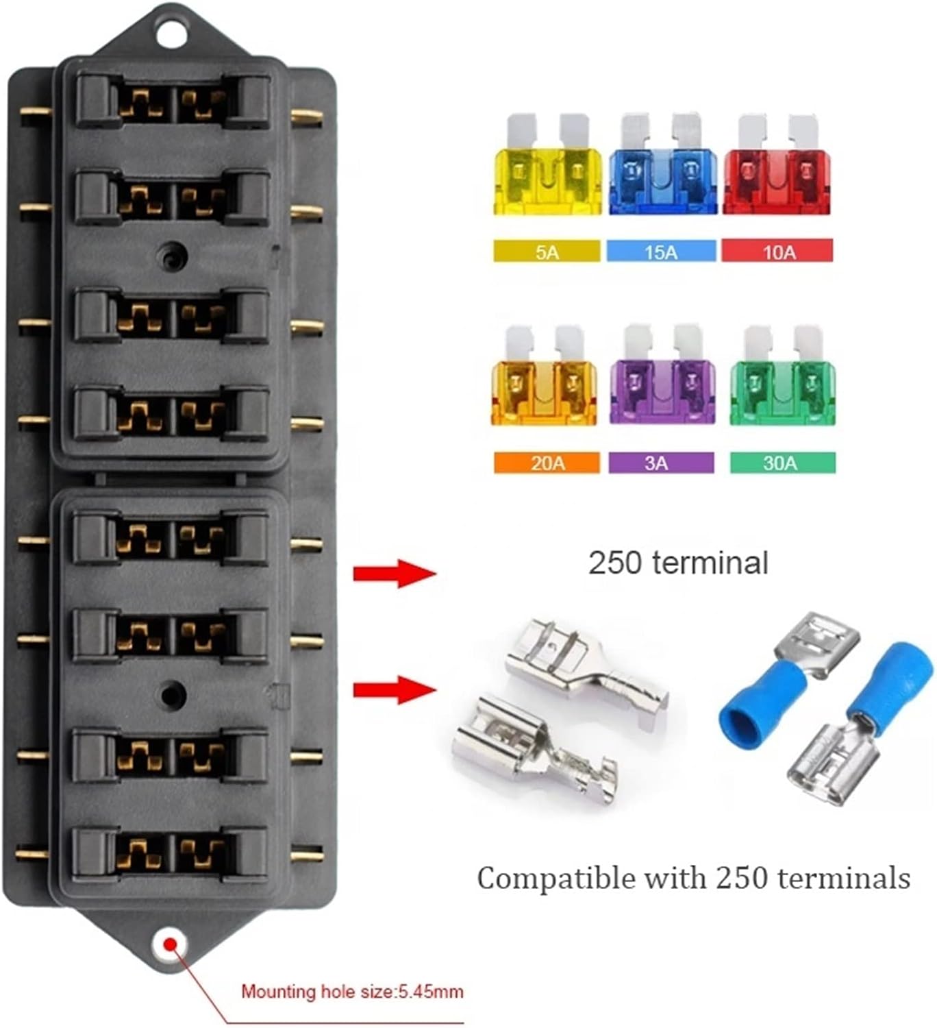 8 Way Fuse Holder Box Car Vehicle Circuit Blade Fuse Box Block with ATO Fuse Block Auto Car Accessories