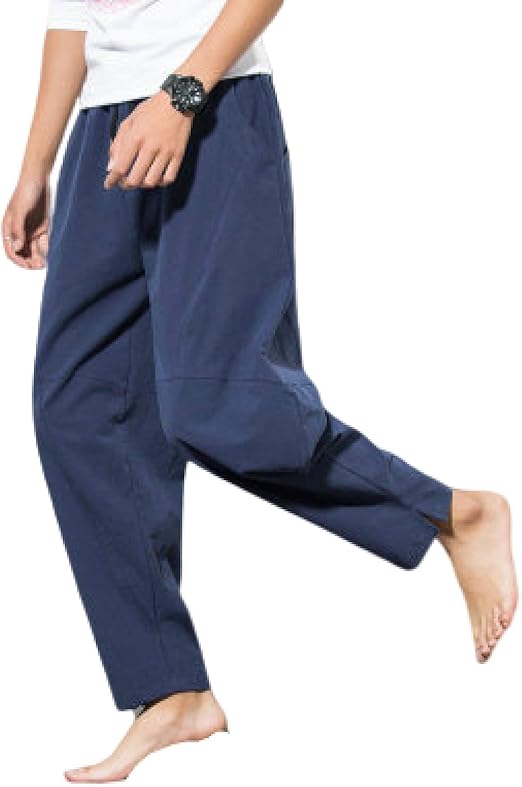 Men's Relaxed Fit Comfortable Casual Pants Drawstring Elastic Waist