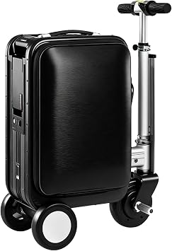 Smart Rideable Suitcase,20 Inch Electric Luggage with USB Port/Combination Lock, One-Button Fold Carry On Luggage for TravelBlack