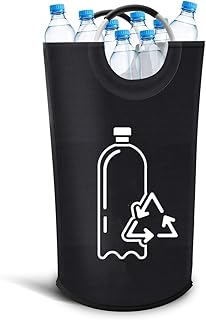 82L Recycling Bin for Kitchen Recycling Bag,Foldable Deposit Bottles Collection Container,Oxford Cloth Storage for Bottles,Cans,Plastic&Glass Heavy Duty,Waterproof Home,Kitchen,Garage,Black