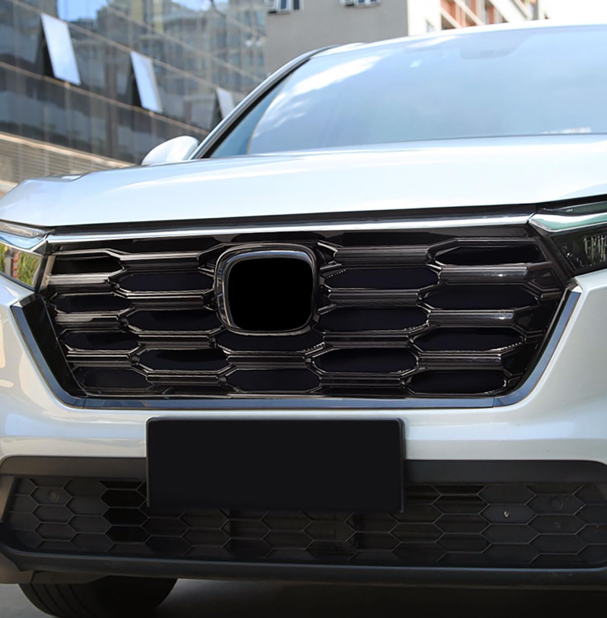Car Accessories Compatible With Honda New CR-V CRV 2023 2024 2025 2026 Exterior Front Bumper Upper Mesh Grill Grilles Assembly Trims Repellent Net ABS 2PCS(Glossy Black Style,Upper)