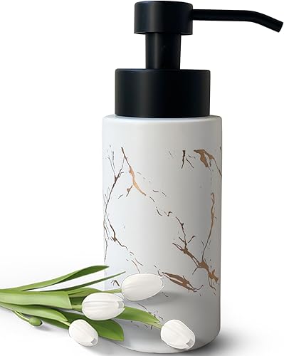 Dispensador de jabón espumoso de 9.5 onzas para baño, dispensador de jabón de espuma de cocina, botella de bomba de espuma moderna recargable,