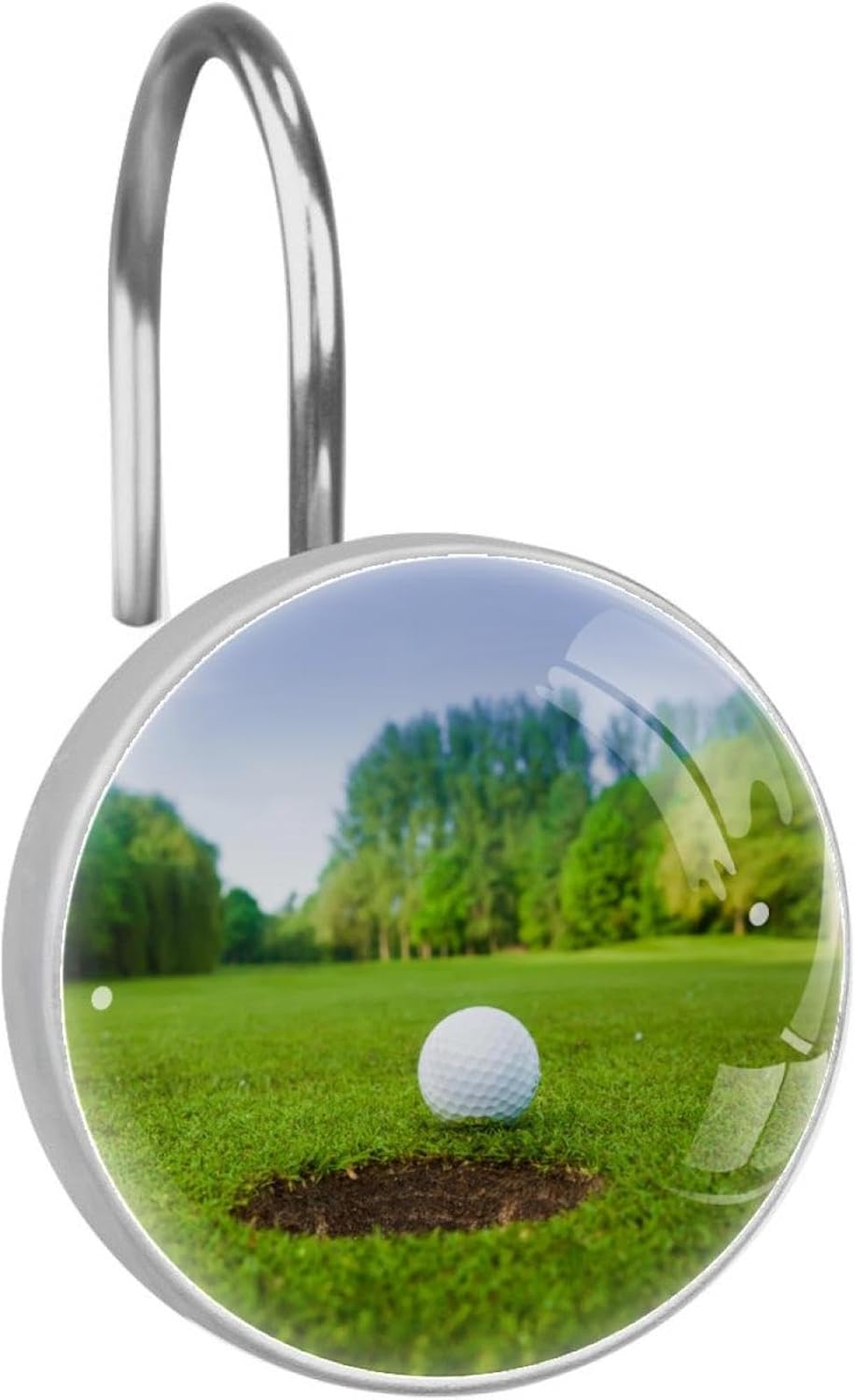 Sport Golf Ball Shower Curtain Hooks Rings Set of 12 Shower Hooks for Curtain Rustproof Decorative Shower Rings for Bathroom