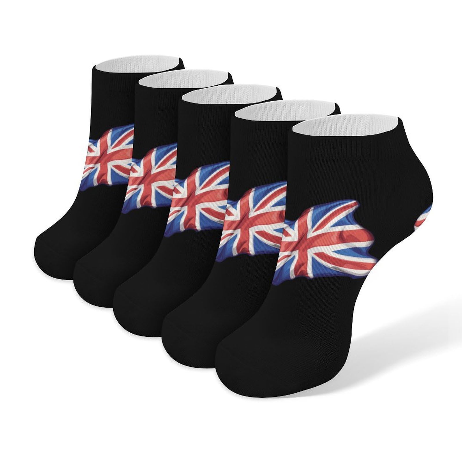 asbwuo Union Jack British Flag Ankle Socks 5 Pairs Casual Low Cut Short Socks Athletic Crew Sock