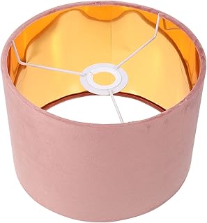 Lurrose Natural Linen Lamp Shade Barrel Fabric Shallow Drum Lampshade Velour Lamp Cover for Table Lamp Floor Light Hotel Bedroom Decor 9. 4x9. 4x6. 6 inch, Pink