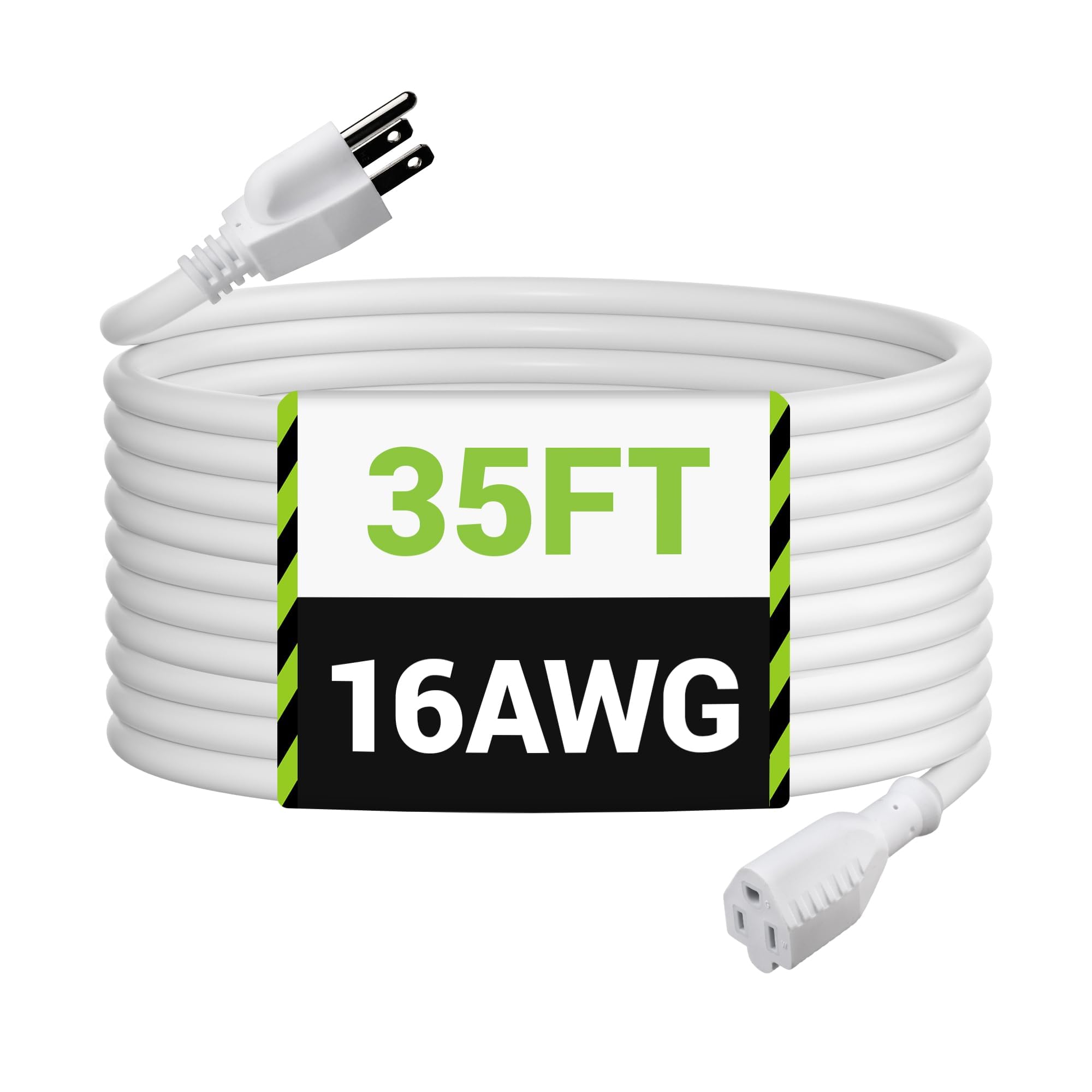 BN-LINK Cable alargador de 10 m para exteriores, 16 calibres, cable de tierra blanco para jardinería y decoración de vacaciones, hogar y oficina