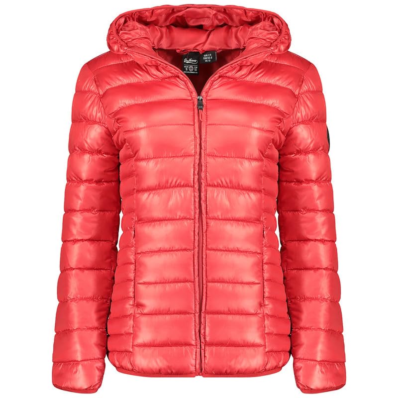 Geographical Norway Annecy Hood Lady - Chaqueta Mujer Cálida Esqui - Abrigo Para Mujeres Con Capucha Sintética - Parka Elegante A Prueba De Viento - Otono Invierno Primavera (Rojo L)
