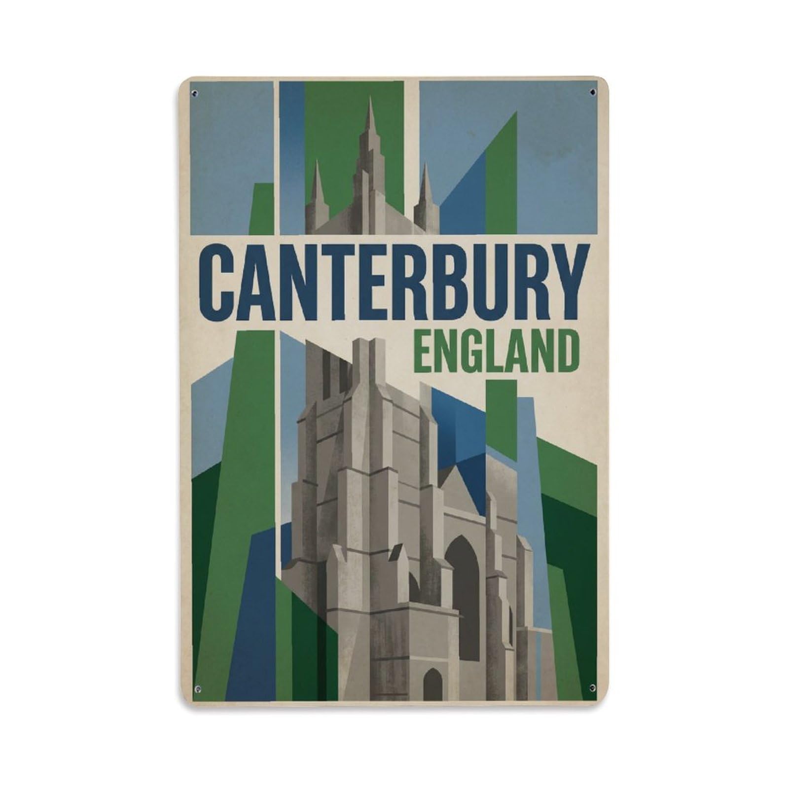 England Canterbury Travel Metal Tin Sign Plaque Wall Decor for Cafe, Club Bar, Office, Garden Metal Poster 8x12Inch