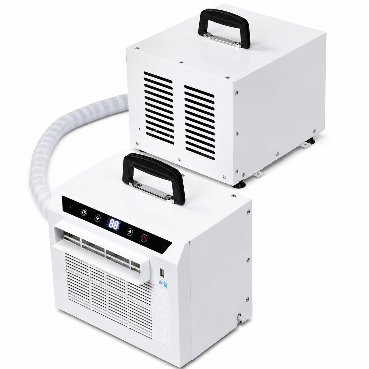 Mini klimatyzator split 130 m³/h przepływ powietrza, timer 12h, rura łącząca 2 m i odłączany filtr do namiotów, kamperów, domów i biur