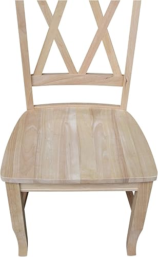Miniatura 10 de IC International Concepts, Juego de 2 sillas de comedor dobles con respaldo en X, sin brazos, madera real, cocina/comedor/acento, 19.7 in de ancho x