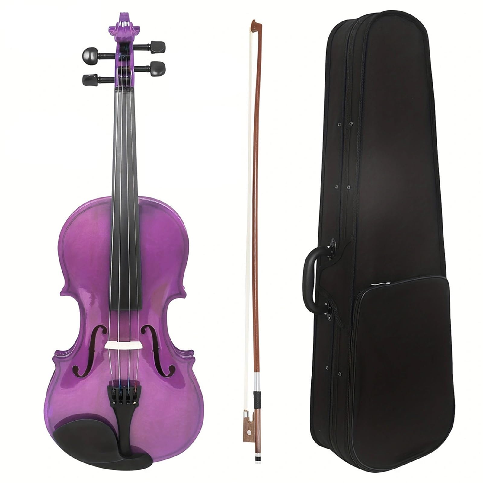Początkujący Skrzypce Skrzypce 4/4 Z Litego Drewna Dla Początkujących Dorośli Profesjonalne Instrumenty Muzyczne(Purple)