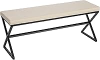 Household Essentials Harper Boucle Upholstered Metal Bench, Cream & Black - Versatile Bedroom, Entryway or Dining Seat, 400 lbs Capacity