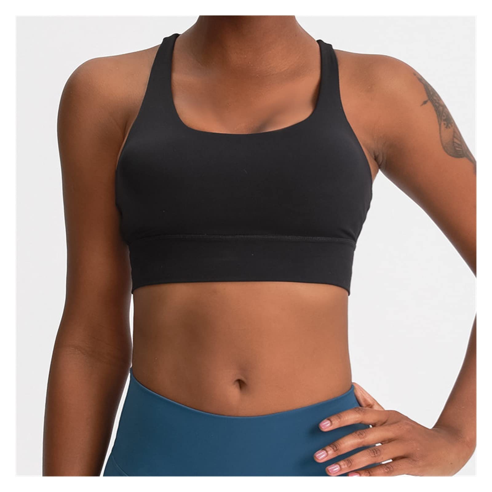 Soporte de Sujetador Deportivo de Tiras Cruzadas cepilladas con Sujetador for Mujer de Gimnasio Suave con Relleno extraíble