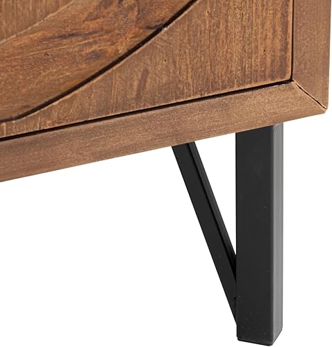 Miniatura 5 de Mesita de noche Mid-Century moderna, mesita de noche con 3 cajones para sala de estar, dormitorio, marco de metal industrial, color marrón