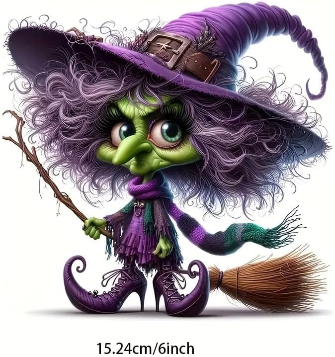 Halloween Witch Broom PVC Vinyl Car Decals Stickers Waterproof Self-Adhesive Decals for Cars, Laptops, Trucks, Motorcycles Wall Window Luggage Scratch Cover Door Decor Sticker image 2
