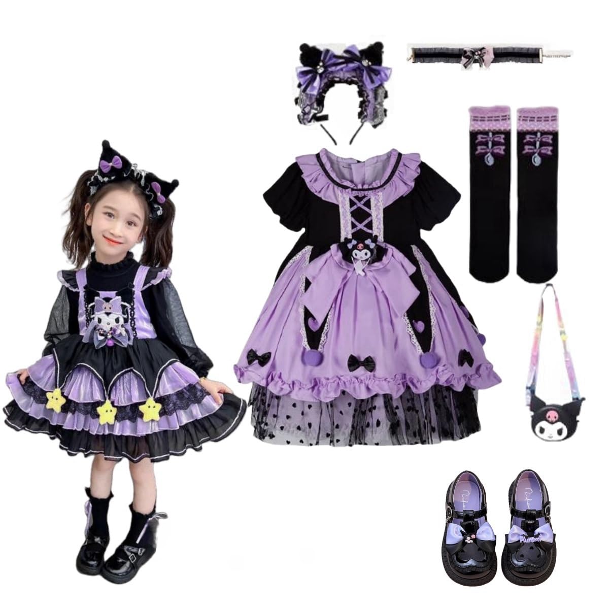 Amazon.co.jp: クロミ スカート 子供用 長袖 コスプレ衣装 ワンピース